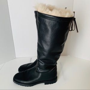 NewBark Fur Lined & Black Leather Boots Size 6.5